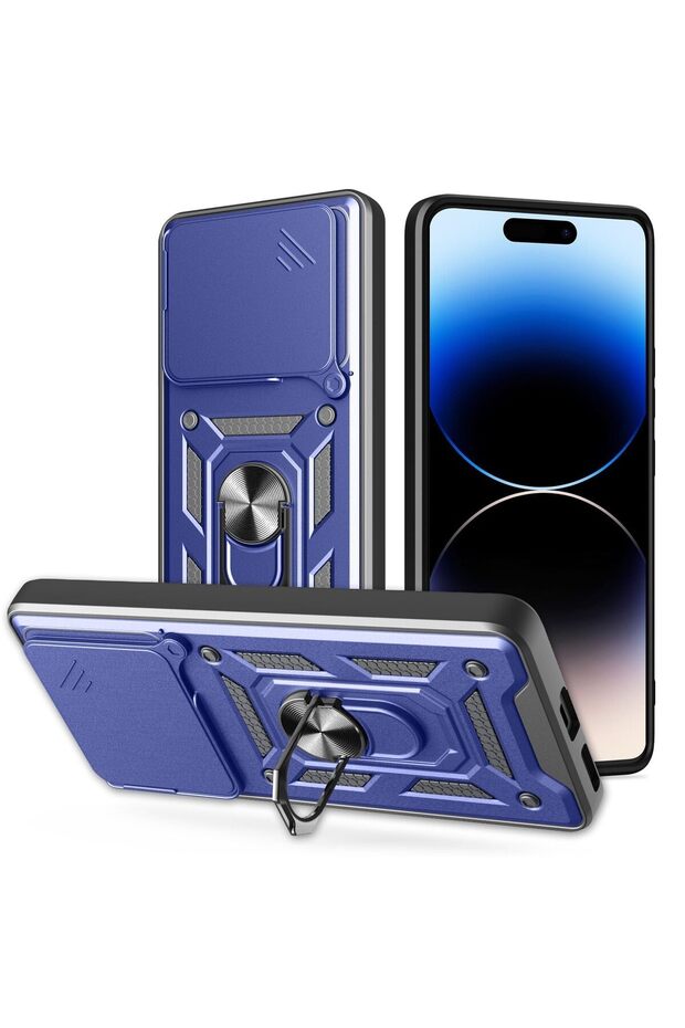 Oppo Reno 16 Pro Compatible Camera Protected Cover with Sliding Ring Stand