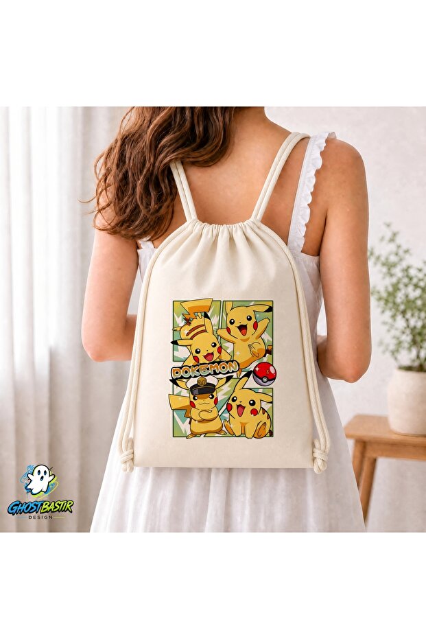Pikachu Drawstring Linen Bag C233