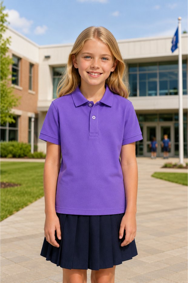 Girls' Premium School Polo Collar 100% Cotton T-Shirt Short Sleeve 8-16 Years | Children's School Uniform Polo Collar Basic T-Shirt | Girls' School T-Shirt Soft Textured Breathable Fabric Comfortable Fit Daily Wear