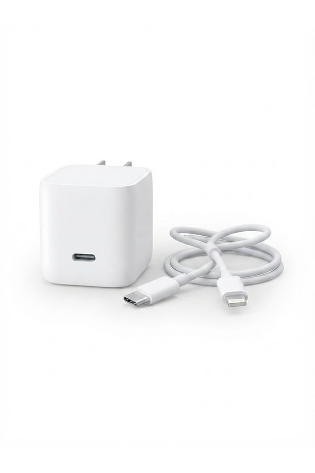 محول طاقة USB-C بقدرة 25 واط مع كابل USB-C إلى Lightning - شاحن حائط سريع الشحن، DK1133