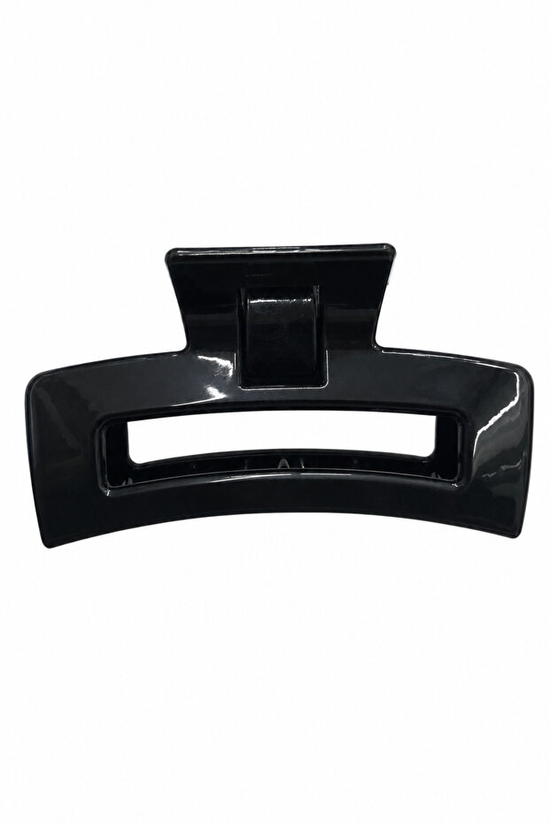 Black Shiny Rectangular Hair Claw Clip for Women