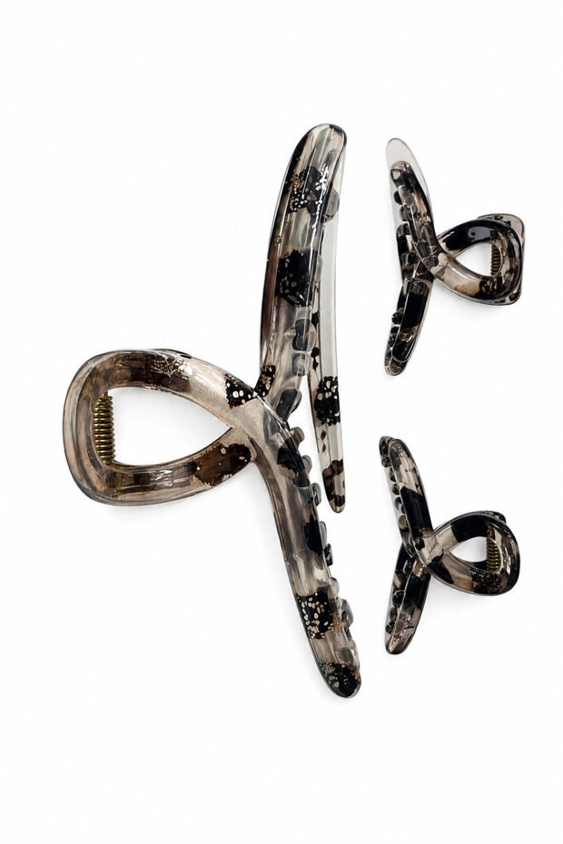 Set of 4 Transparent Smoked Leopard Pattern Hair Clips Claw Clips Latch Clips for Children
