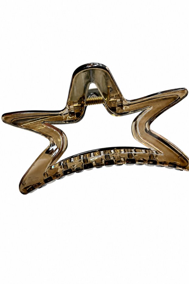 Transparent Brown Hair Clip with Star Design - Stylish Hair Accessory for Women