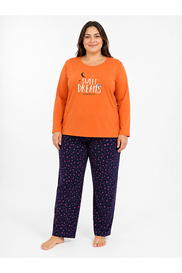 Plus Size Sweet Dreams Seasonal Orange Pajama Set