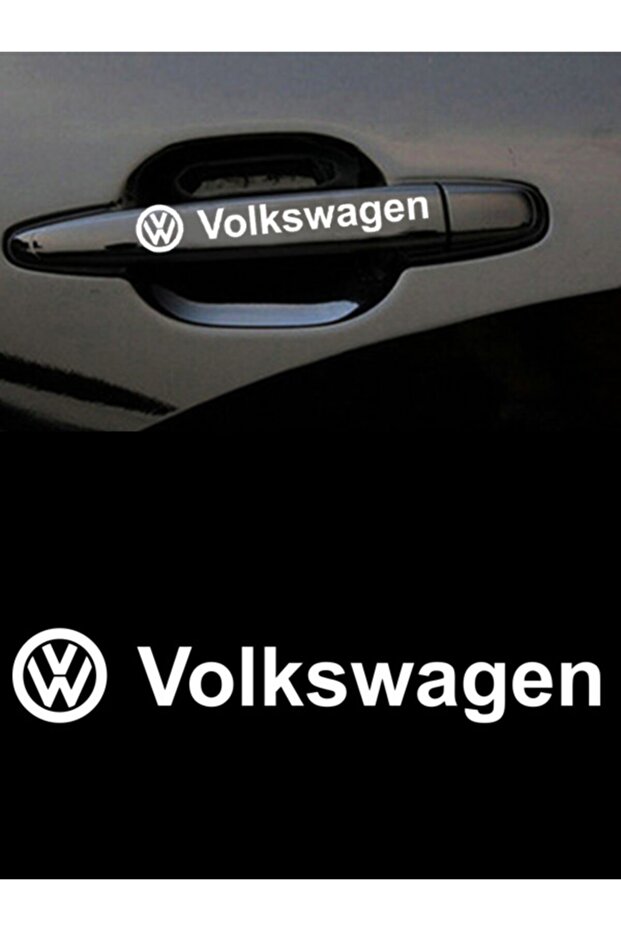 8 Pieces White Volkswagen Door Handle and Wheel Auto Sticker