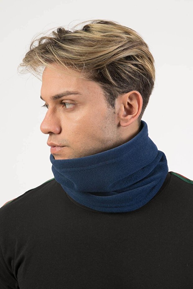 Men's Navy Blue Beret and Neck Collar that Can Be Used in Two Different Ways