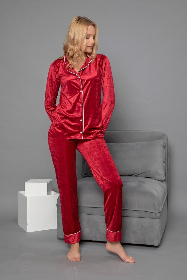 DÜĞMELİ KADİFE PİJAMA TAKIM - 2