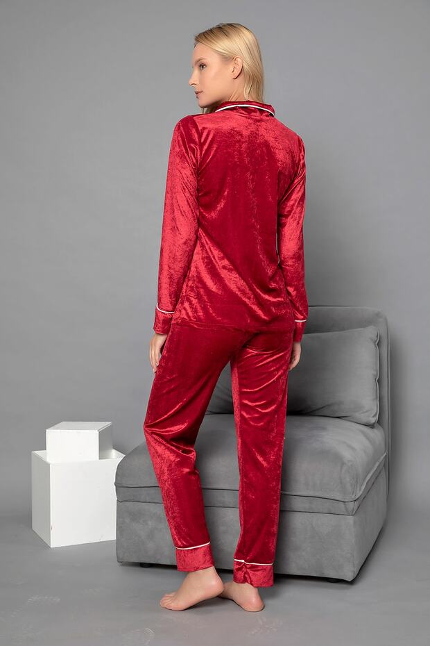 DÜĞMELİ KADİFE PİJAMA TAKIM - 3