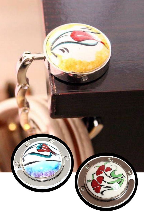 3 Adet Dekoratif Desenli Masa Kenarı Çanta Askı Aparatı Aleti Askılık - 6
