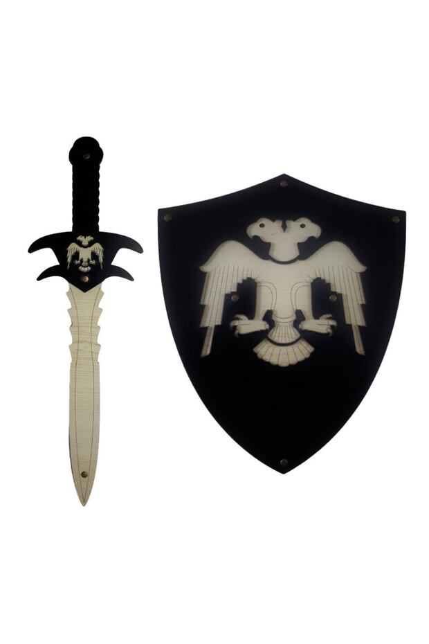 Wooden Double-Headed Seljuk Shield and Sword