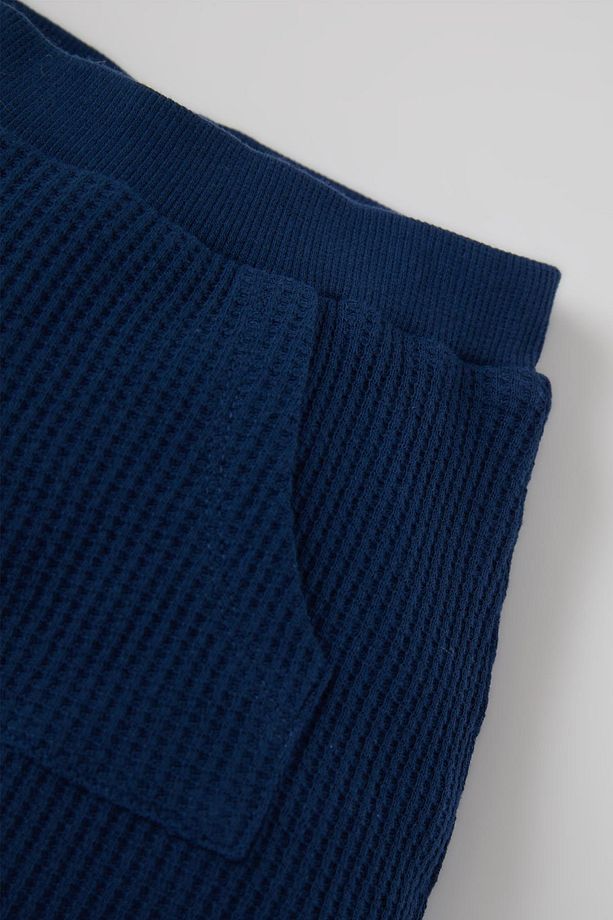 Unisex Regular Fit Basic Kargo Cepli Dokulu Şort - 2