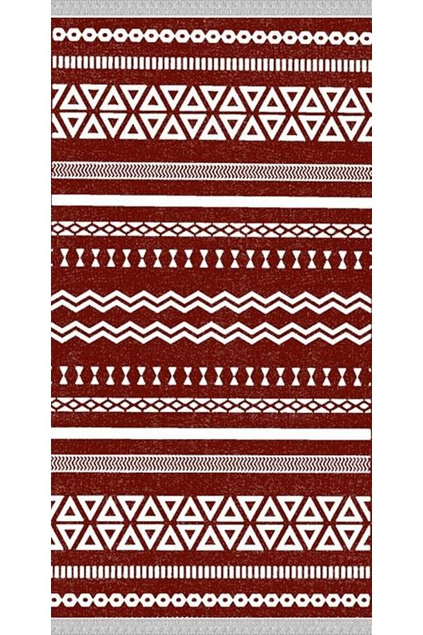 Decoser 2038 Kiremit Tarçın Rengi Iskandinav Desen Pamuk Tabanlı Kaymaz Yıkanabilir Halı Kilim - 2