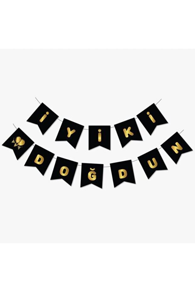 Black Gold Happy Birthday Gilded Banner