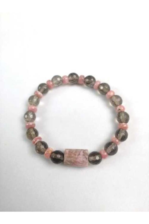 Certified Rhodochrosite-smoke Quartz Bracelet