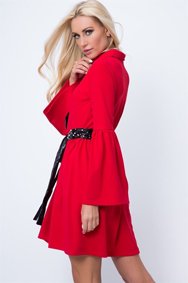 Ispanyol Kol Mini Elbise - 3