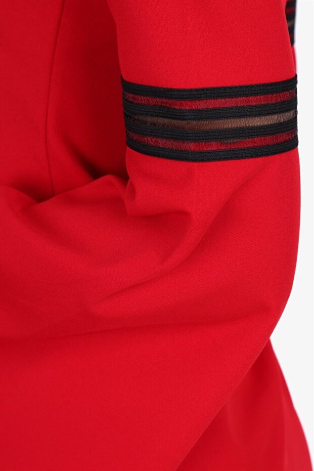 V Yaka Ispanyol Kol Mini Elbise - 2