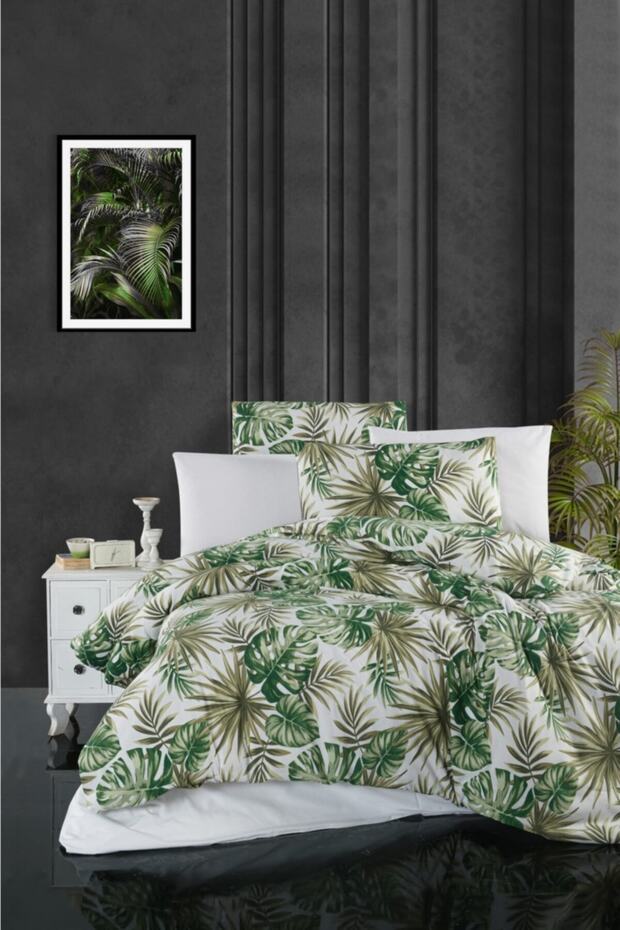 Verde Double Duvet Cover Set Ranforce Cotton Green 200x220.