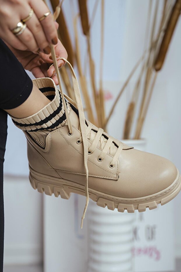 Tasha Lastik Şeritli Kadın Postal Bot - 2