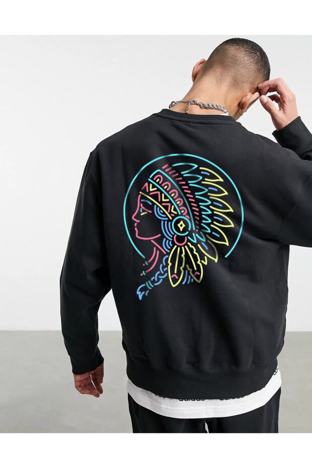 Unisex Mohican Oversize Sweatshirt Black