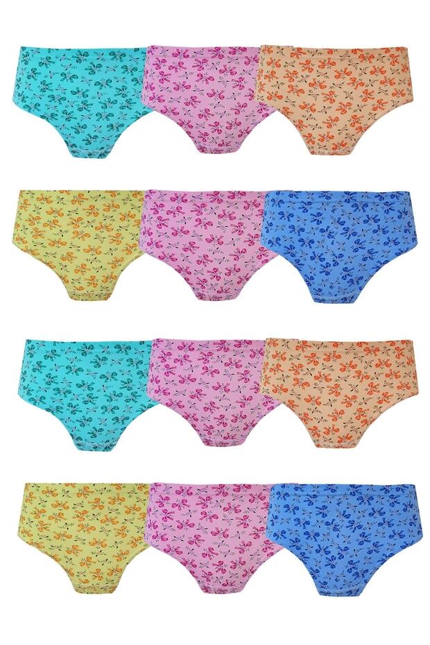 12 Pack Girl's Cotton Printed Slip Panties