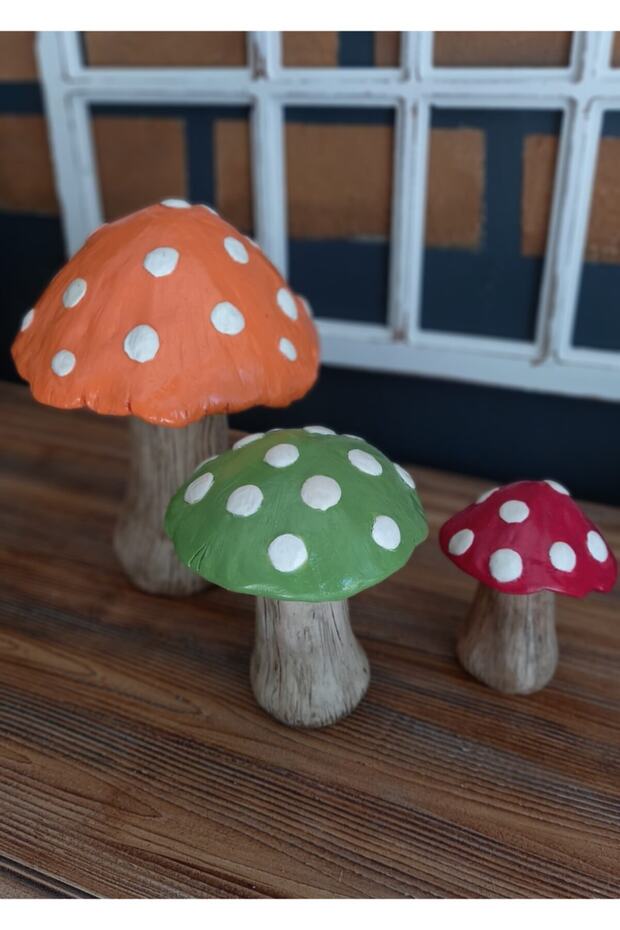 Mantar Polyester Obje Üçlü - 4