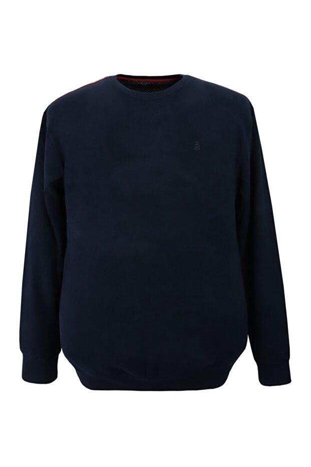 Men's Large Size Oversize Crew Neck Thessaloniki Sweater Navy Blue