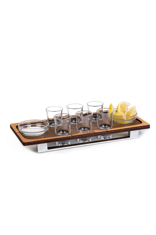 Tekila Küreği, Ahşap Tekila Shot Seti, Bardak Ve Kaseler Dahil. Tekila Sunum Tepsisi, Yılbaşı Seti - 6