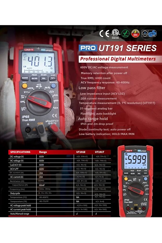 Ut191E Professional Digital Multimeter Measuring Instrument - 4