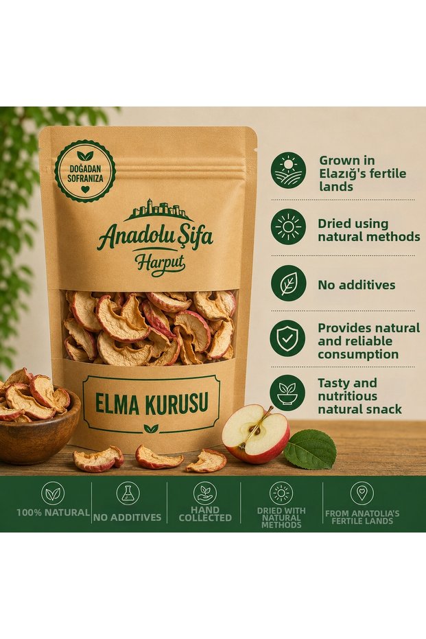 Dried Apple with the Peel Natural Fruit Snack 100 Gr