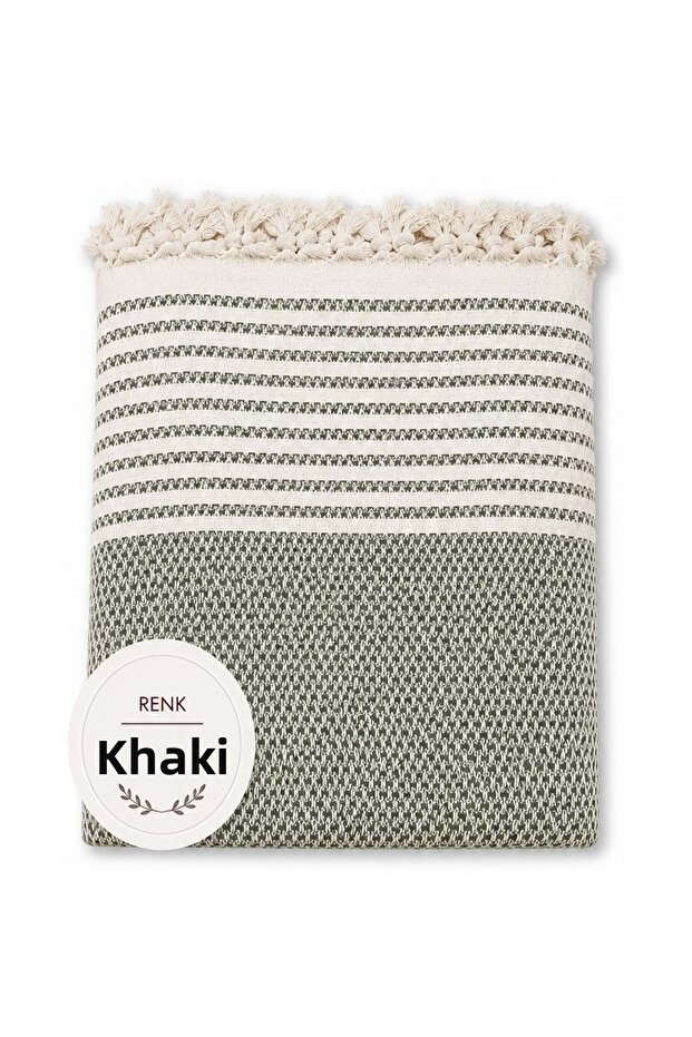 Cotton Non-Slip Wicker Woven Sofa Cover (180X220) - Khaki Green
