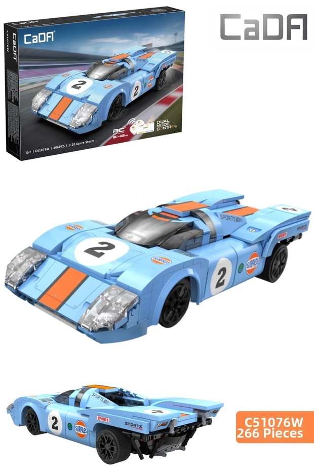 Cada Remote Control Azure Storm 266 Piece Car Building Set Block Car -Ffcada-C51076W