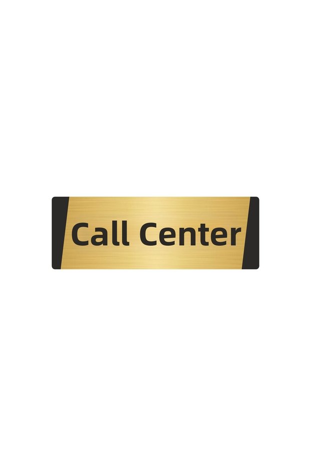 Call Center Metal Warning Sign 10X20 cm Gold Color