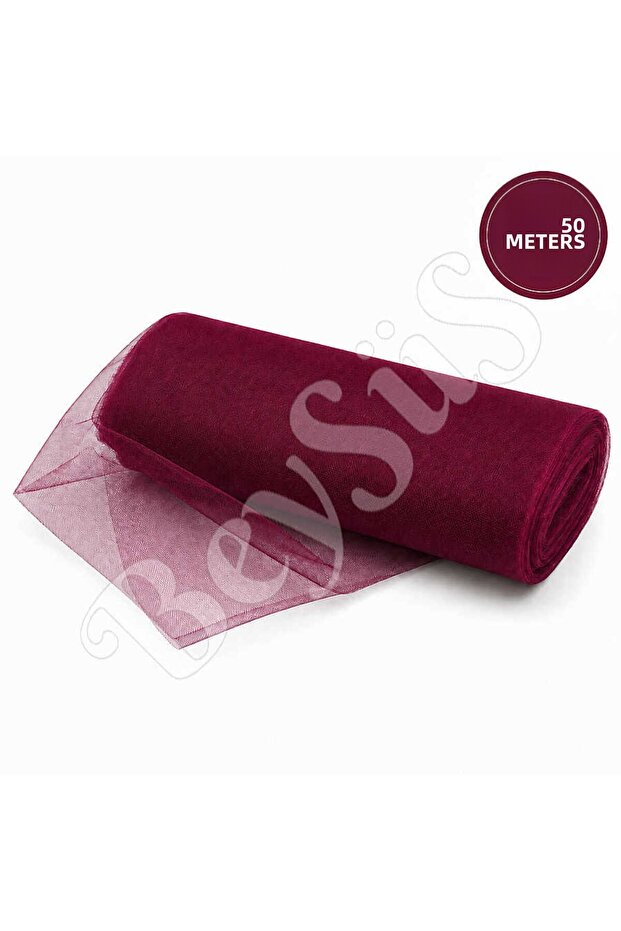 Ornamental Tulle Burgundy Crystal Tulle 50 m