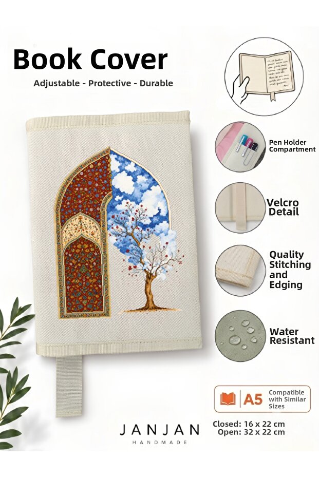 Natural Fabric Book Cover,Washable Book Cover,Book Protector,32X22 cm Book Protective Bag,Book Sleeve,Book Bag,Book Lover Gift,Organizer,Notebook Agenda Cover