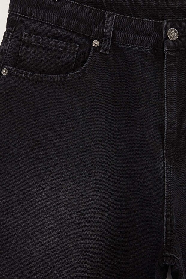 Siyah Baggy / Geniş Kesim Kot Şort & Bermuda TMNSS26SR00017 - 5