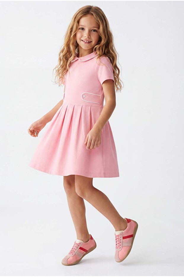 Pembe Kısa / Mini Düz Örme Elbise TKDSS26EL00003 - 1