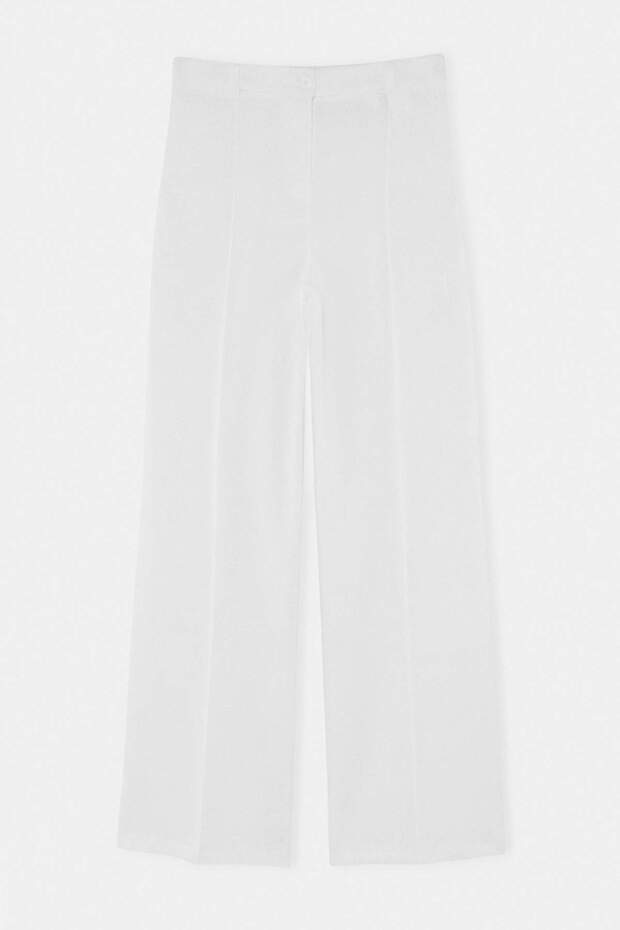 Beyaz Nervür Detaylı Wide Leg/Geniş Paça Pantolon TWOSS26PL00247 - 1