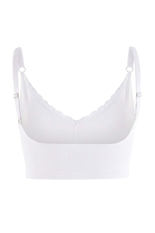 Çok Renkli 2li Seamless/Dikişsiz Dantel Detaylı Kapsız Askılı Bralette Sütyen TBBSS26CW00018 - 9