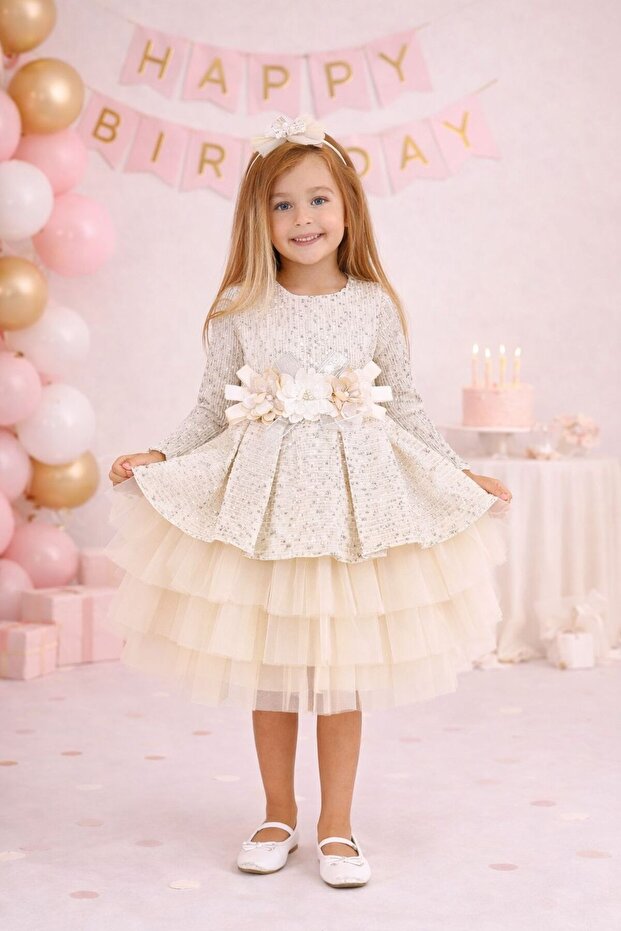 GIRL'S TULLE SEQUINED DRESS