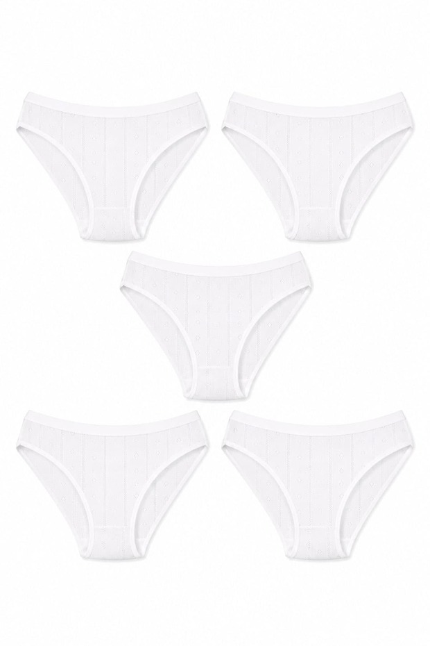5-Pack Tutku Women's Jacquard Bikini Panties 100% Cotton 0679