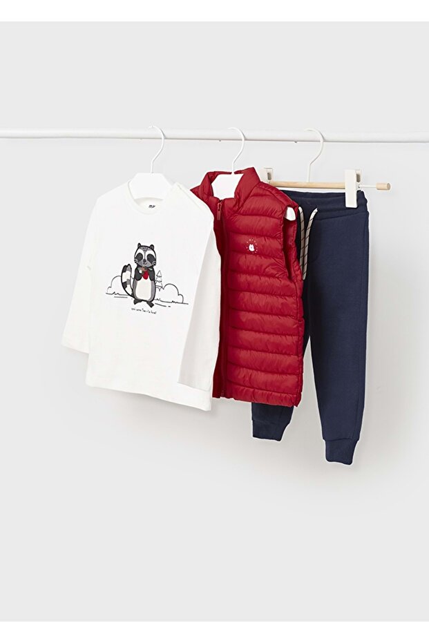 Red Baby Girl Shirt Pants Vest Set Red