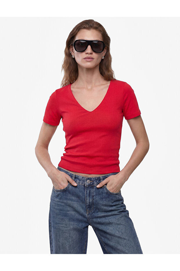Cotton Slim Fit Short Sleeve V-Neck T-Shirt