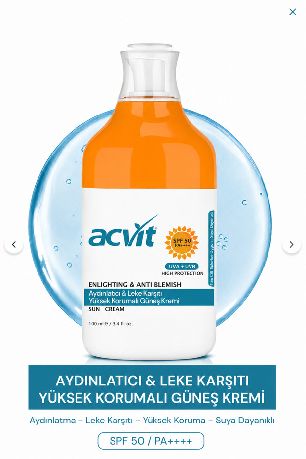 Anti-Blemish Brightening Sunscreen Spf 50+ Pa++++ 100 ml | Skin Tone Equalizer High Protection