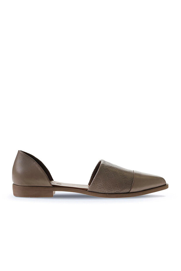 Silver leather women's flat ballet 01wn0101
