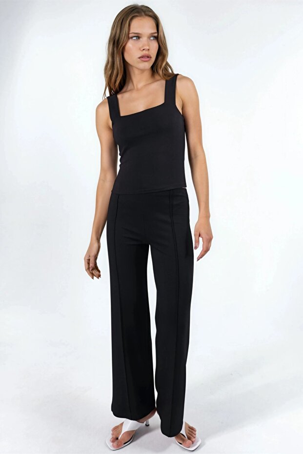 Square Collar Knitted Top - 4