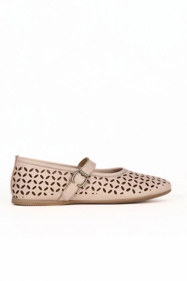 Pink Leather Women's Flat Ballerinas 01We1701