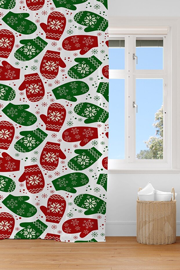 CHRISTMAS GLOVES DIGITAL PRINTING SINGLE WING PHONE CURTAIN