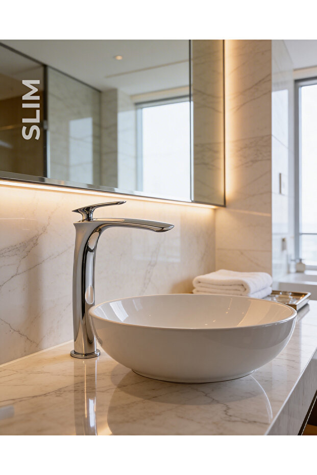 Slim Chrome Bowl Type Sink Faucet 121001
