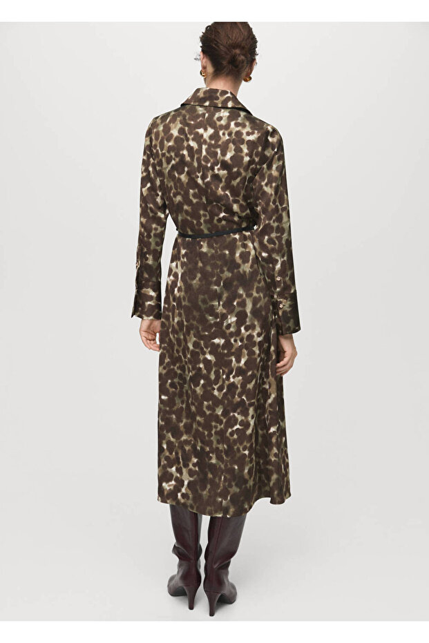 Gemustertes Hemdkleid mit Gürtel - 4