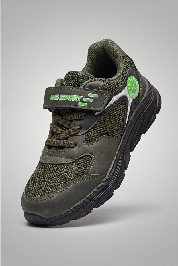 Breathable Mesh Boys' Sports Shoes with Velcro and Flexible Laces, Orthopedic Soles -